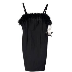NWT Stella 88 Girls Black Feather Trim Party Dress L Holiday Formal